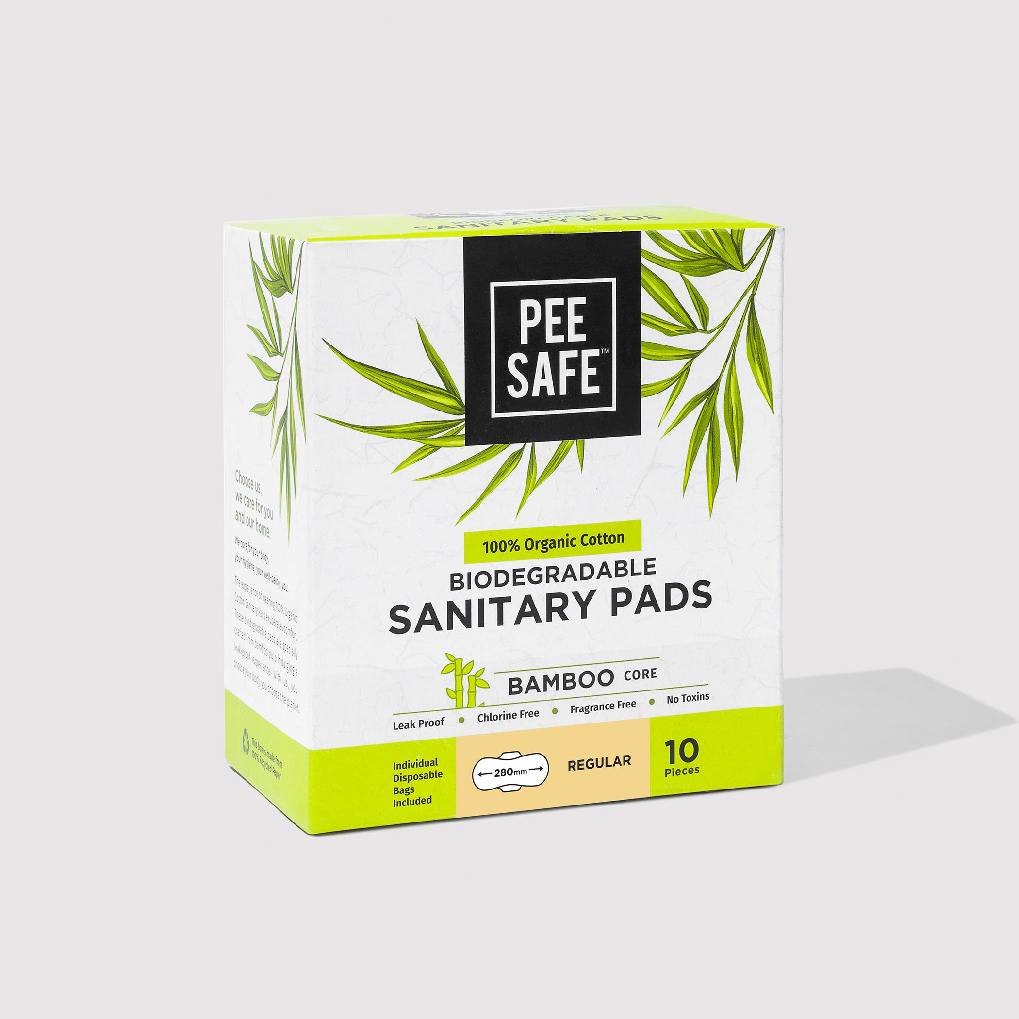 Pee Safe Biodegradable Sanitary Pads - Regular (Pack of 10) - BULK BUY