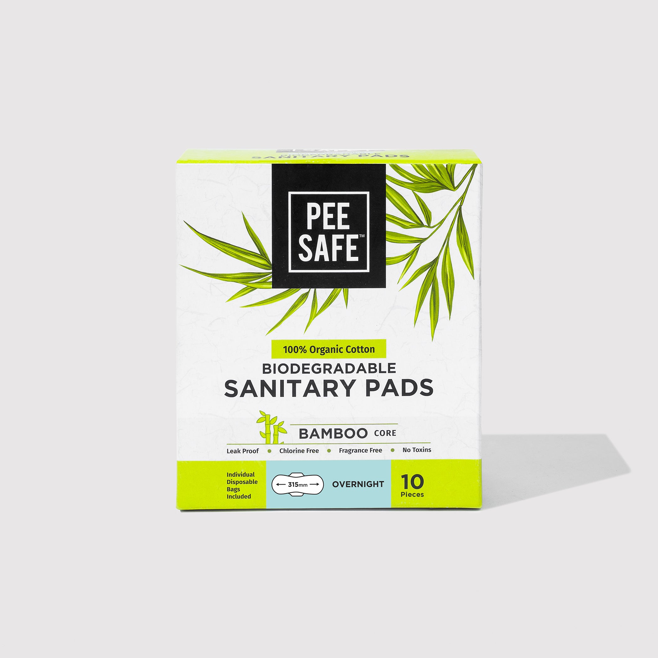Pee Safe Biodegradable Sanitary Pads - Overnight (Pack of 10)