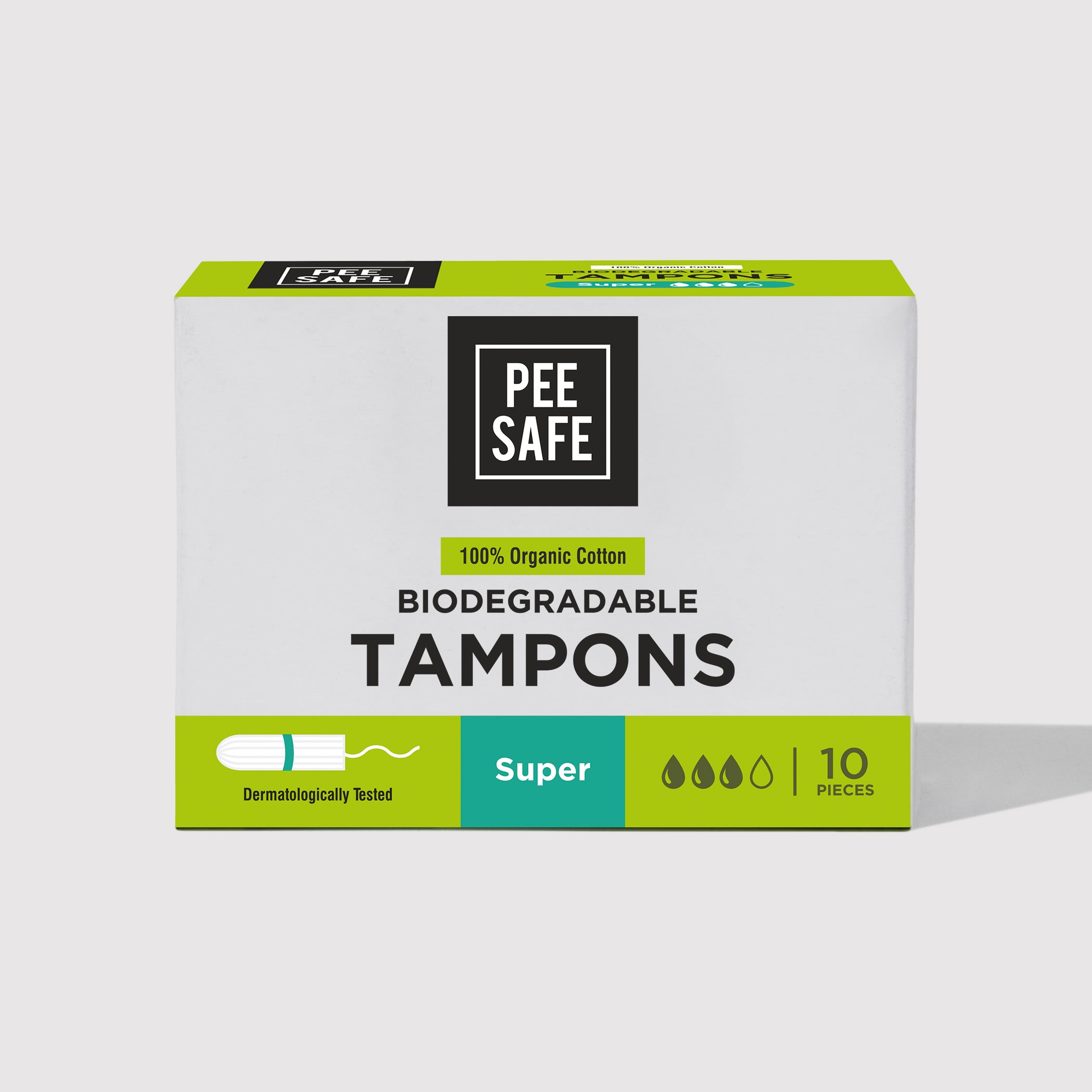 Pee Safe Biodegradable Tampons- Super (10 Tampons) - BYOC