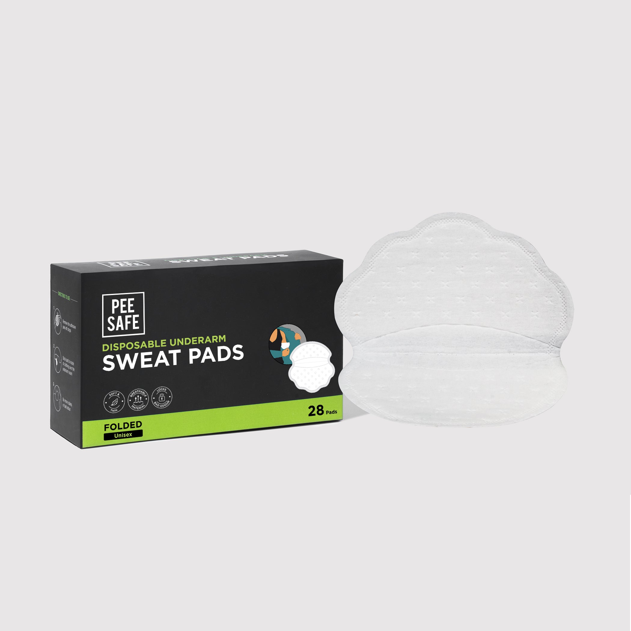 Pee Safe Disposable Underarm Sweat Pads (Folded) - 28 Pads