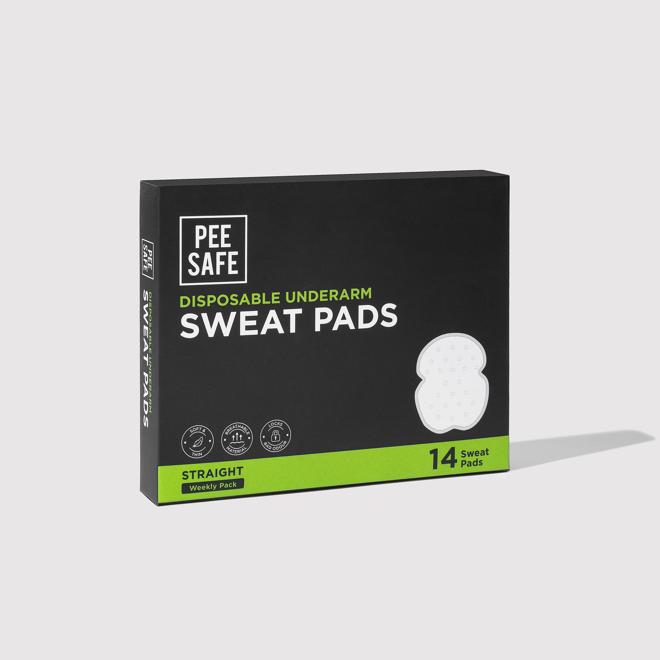 Pee Safe Disposable Underarm Sweat Pads (Straight) - 14 Pads