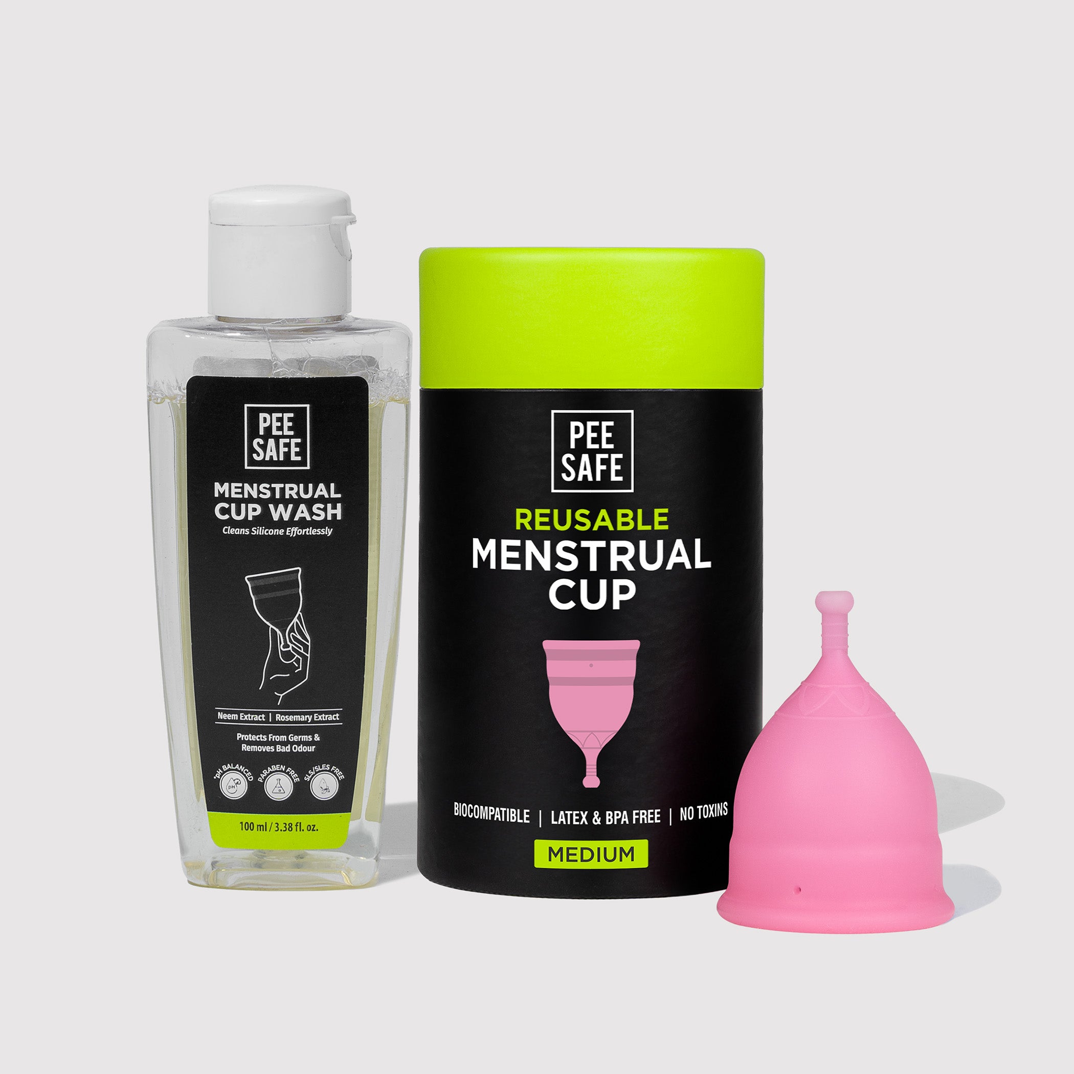 Pee Safe Menstrual Cup (M) + Cup Wash