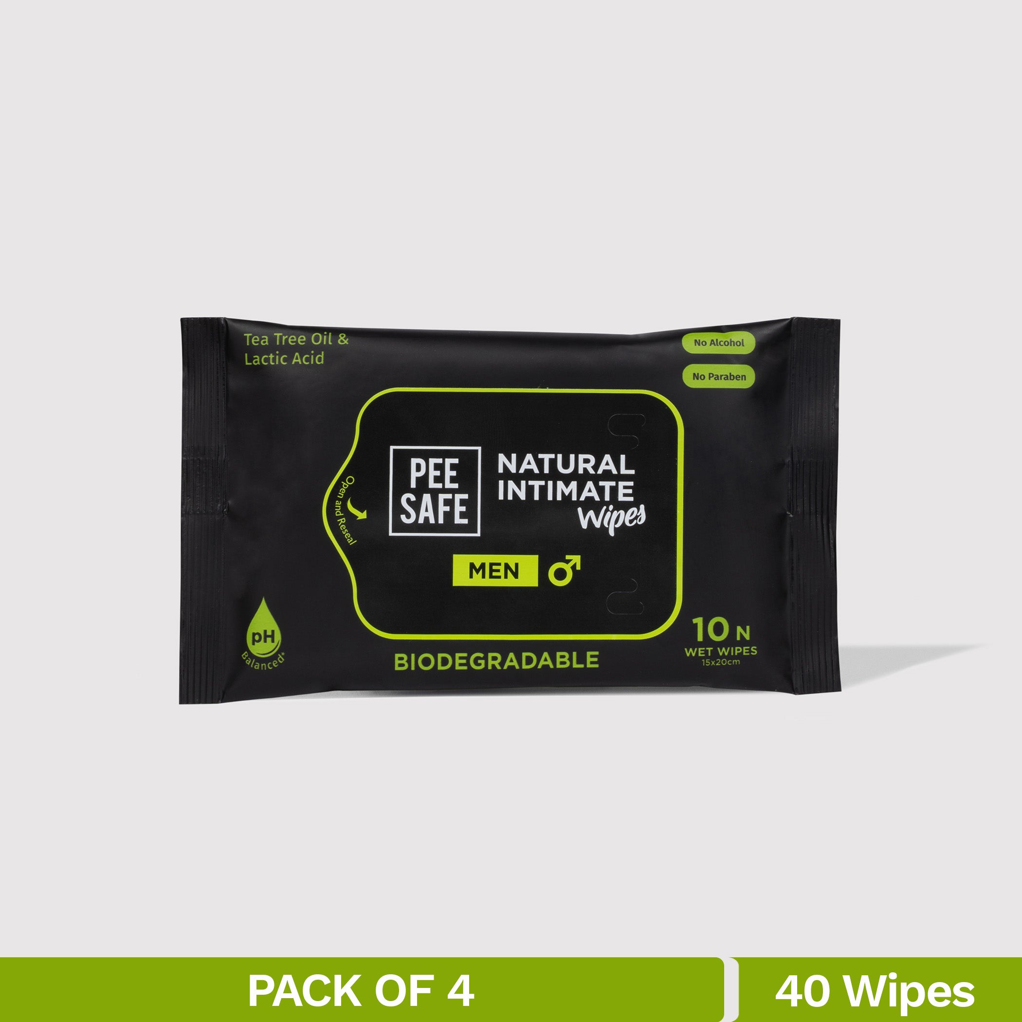 Pee Safe Natural Intimate Wipes For Men (40N)