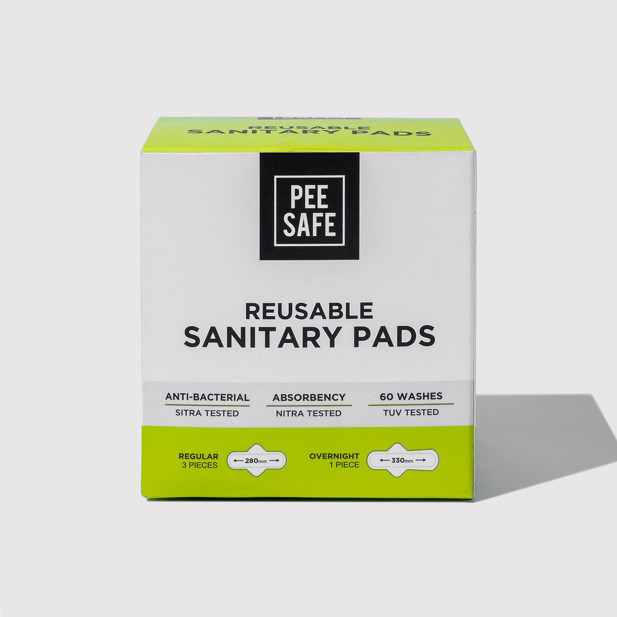 Pee Safe Reusable Sanitary Pads (3 Regular Pads + 1 Night Pad)