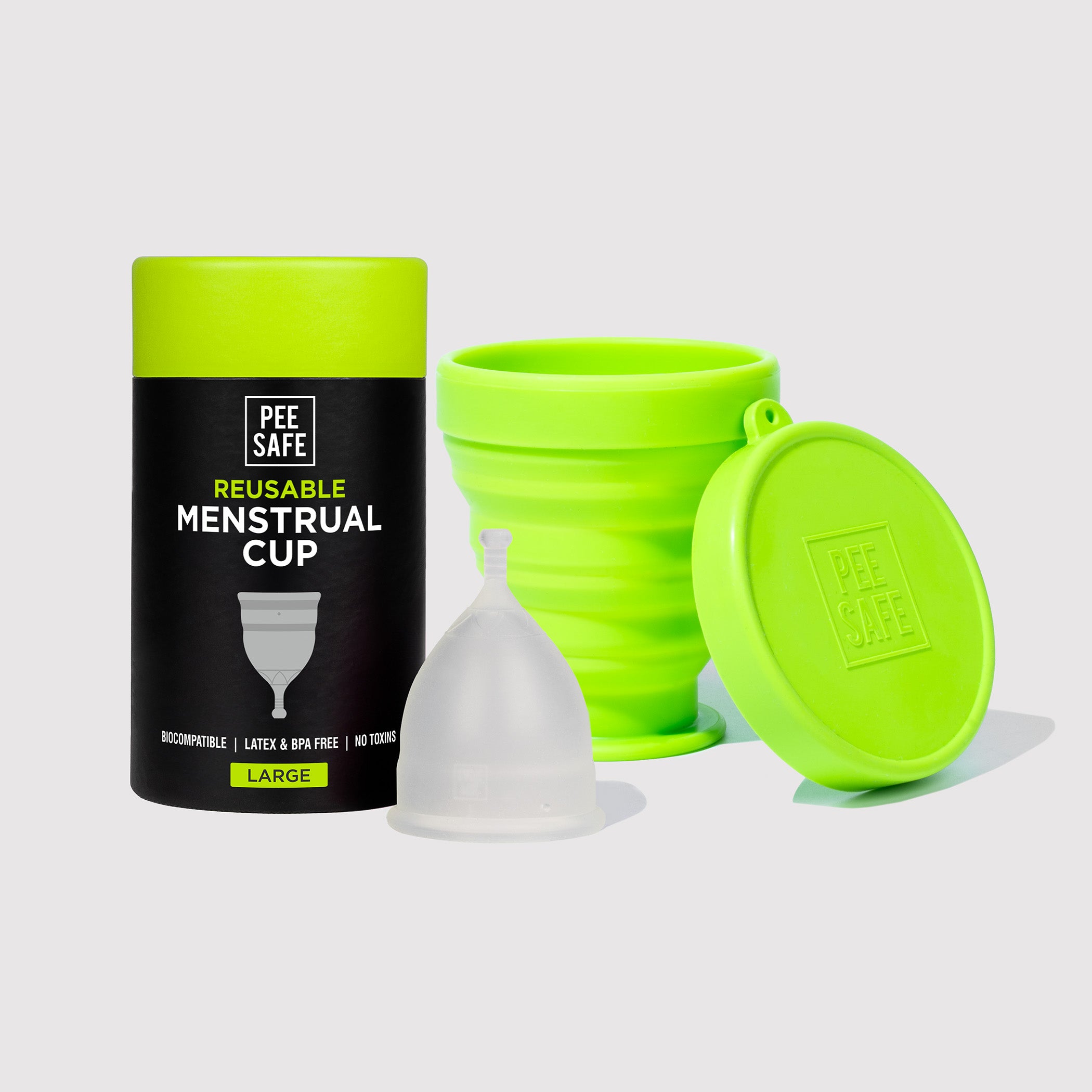 Pee Safe Menstrual Cup (L) + Sterilizer Container