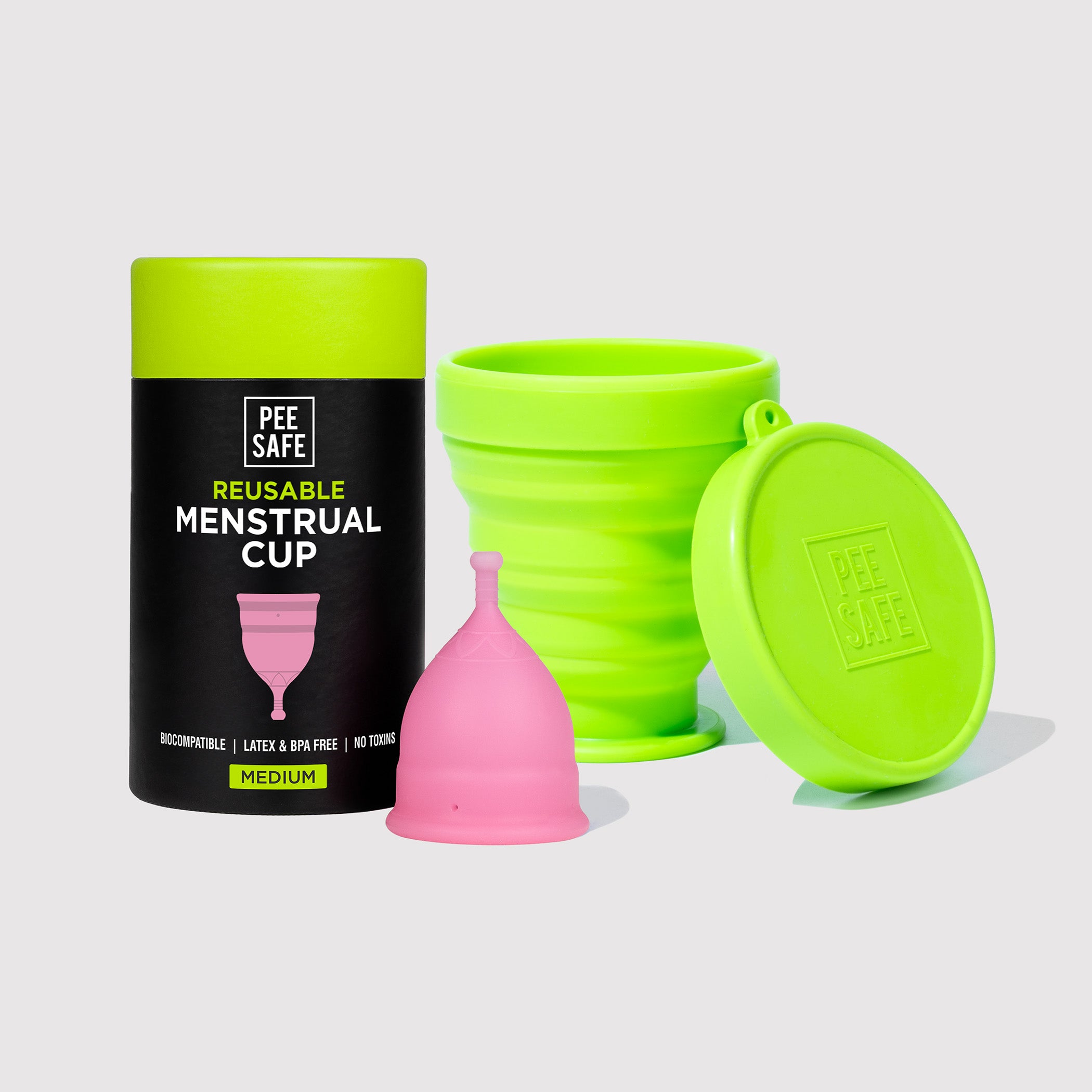 Pee Safe Menstrual Cup (M) + Sterilizer Container