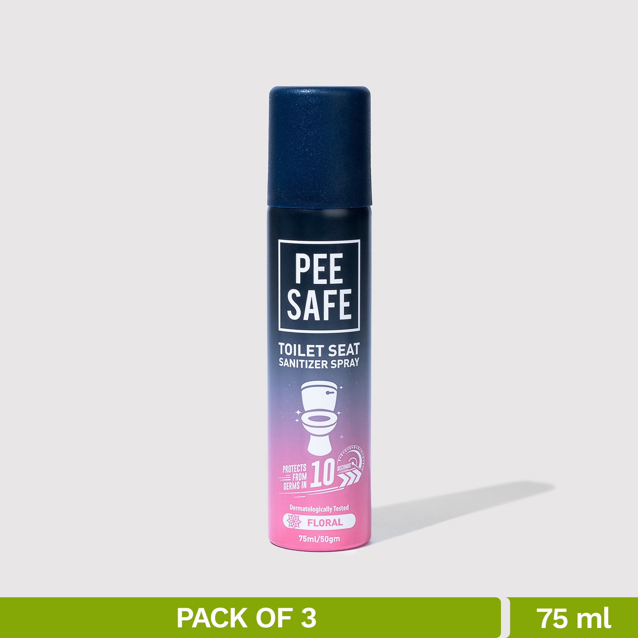 Pee Safe Toilet Seat Sanitizer Spray (Floral) - 75 ML (Pack of 3)