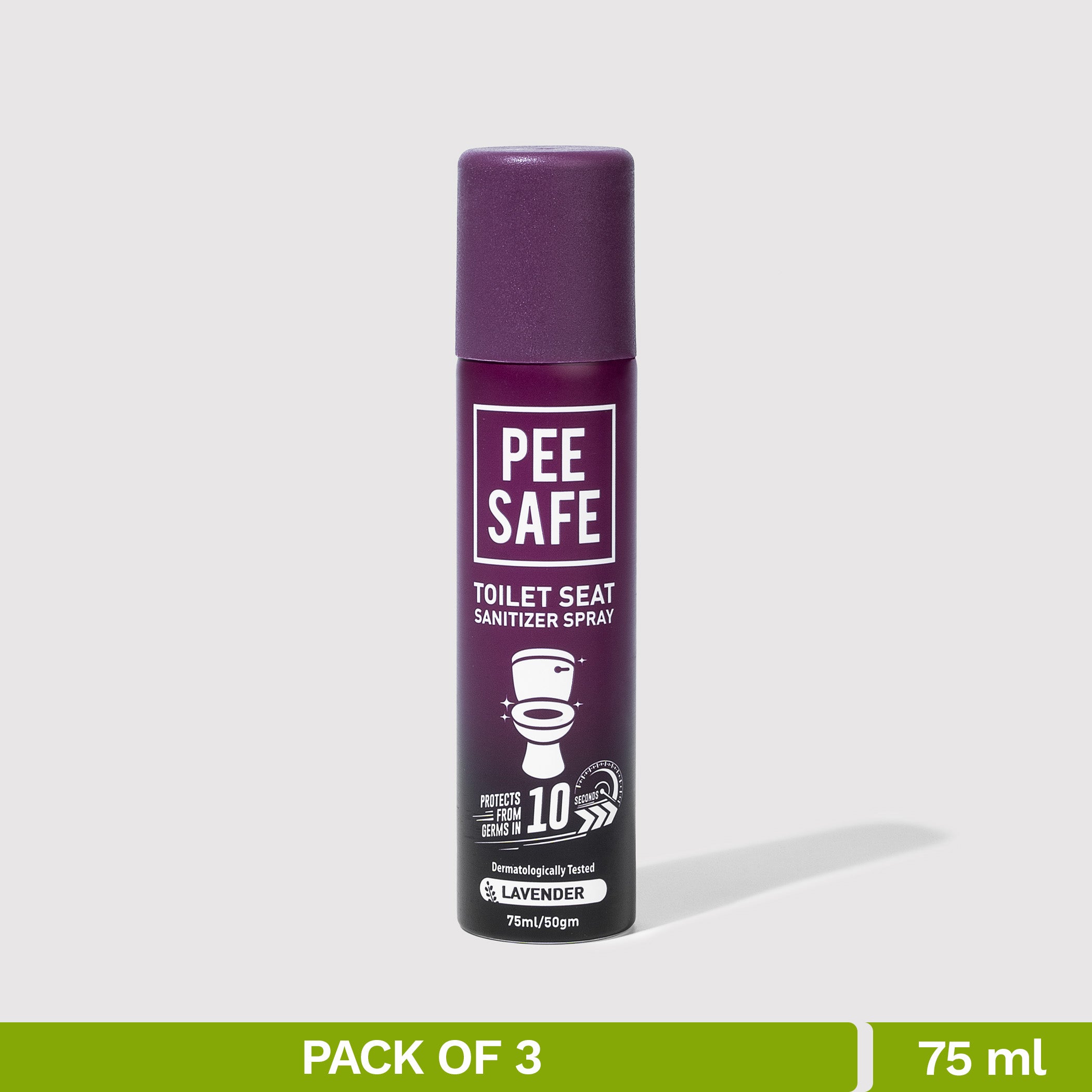 Pee Safe Toilet Seat Sanitizer Spray (Lavender) - 75 ML (Pack of 3)