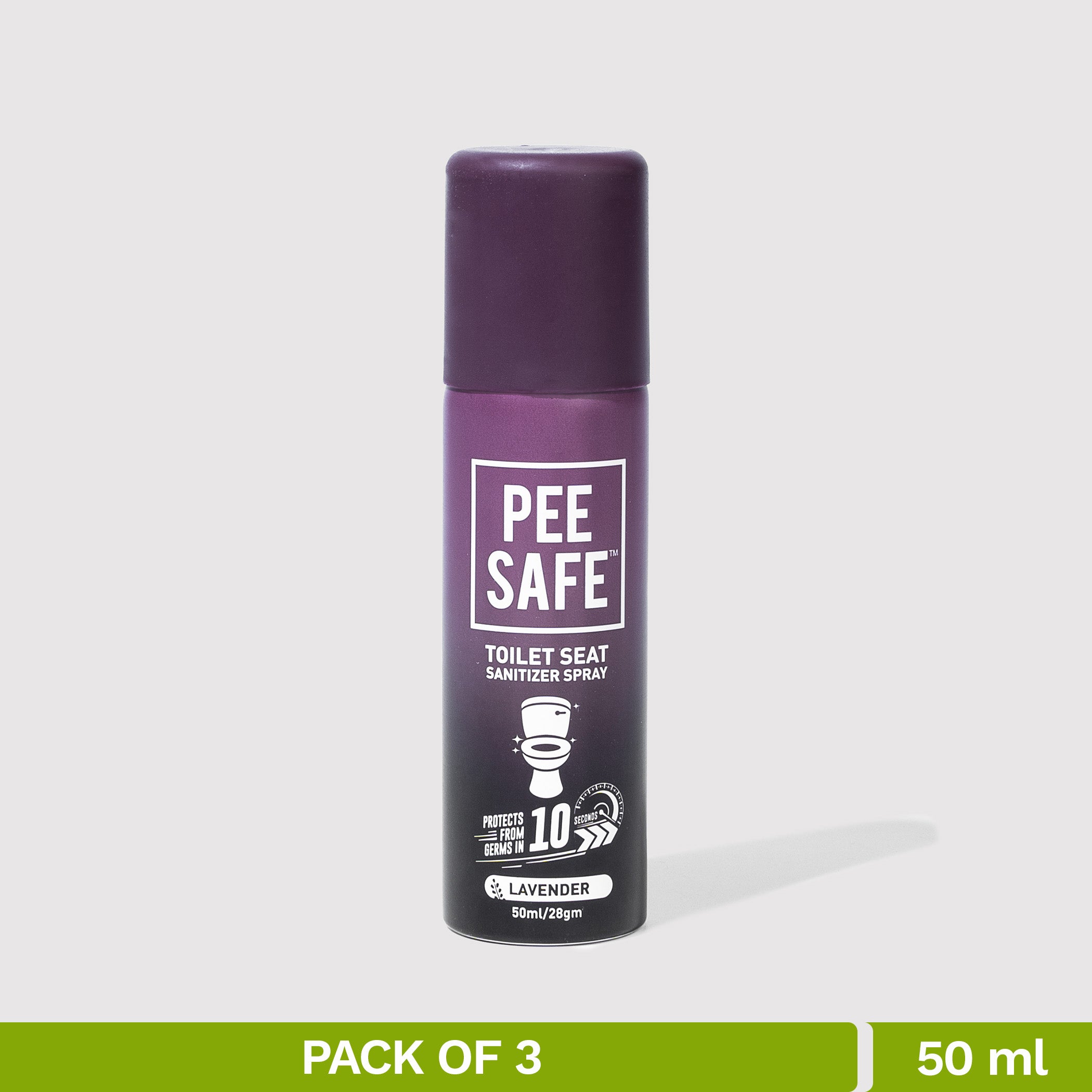 Pee Safe Toilet Seat Sanitizer Spray (Lavender) - 50 ML (Pack of 3)