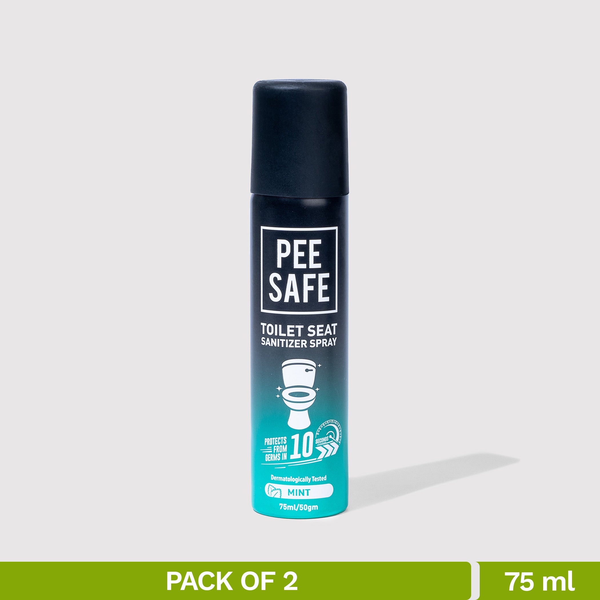 Pee Safe Toilet Seat Sanitizer Spray (Mint) - 75 ML (Pack of 2)