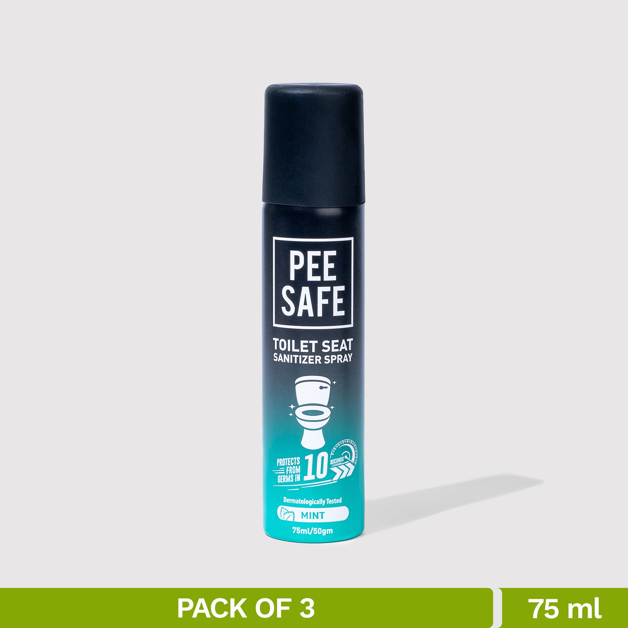 Pee Safe Toilet Seat Sanitizer Spray (Mint) - 75 ML (Pack of 3)