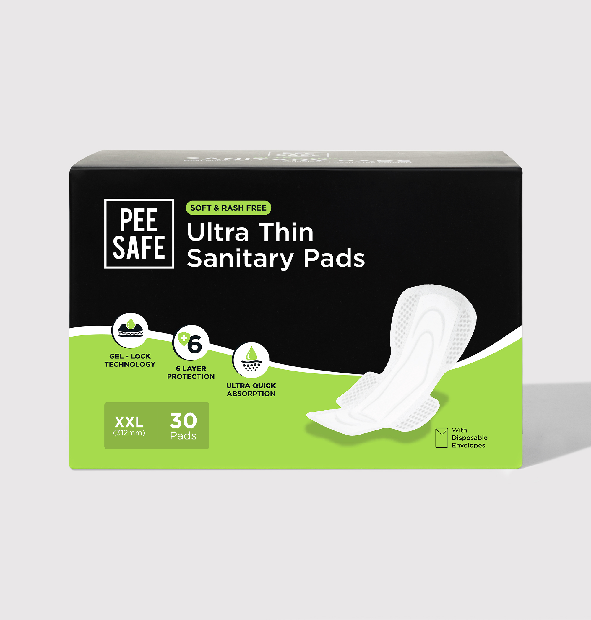 Pee Safe Ultra Thin Sanitary Pads - XXL (30 Pads)