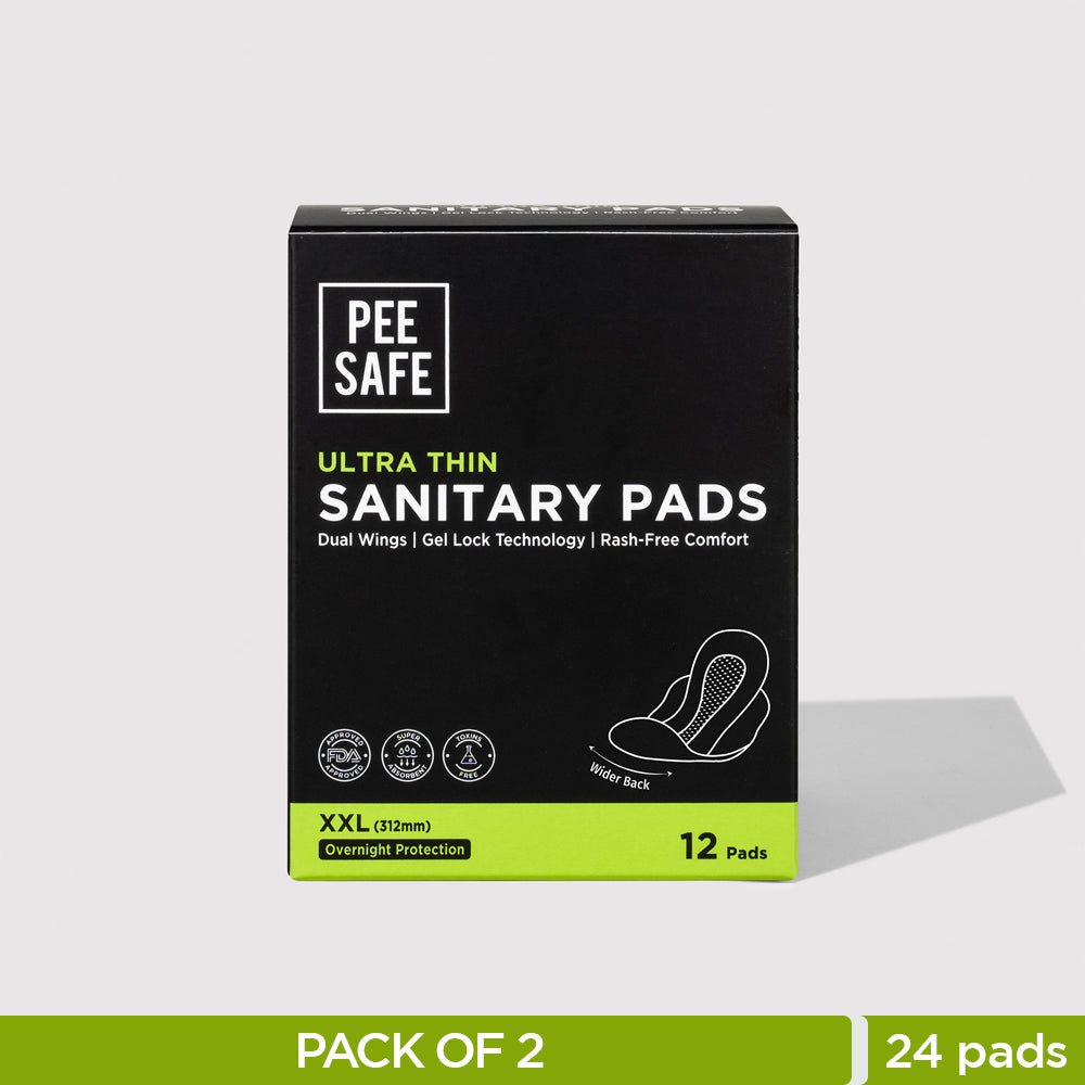 Pee Safe Ultra Thin Sanitary Pads - XXL (24 Pads) - BYOC