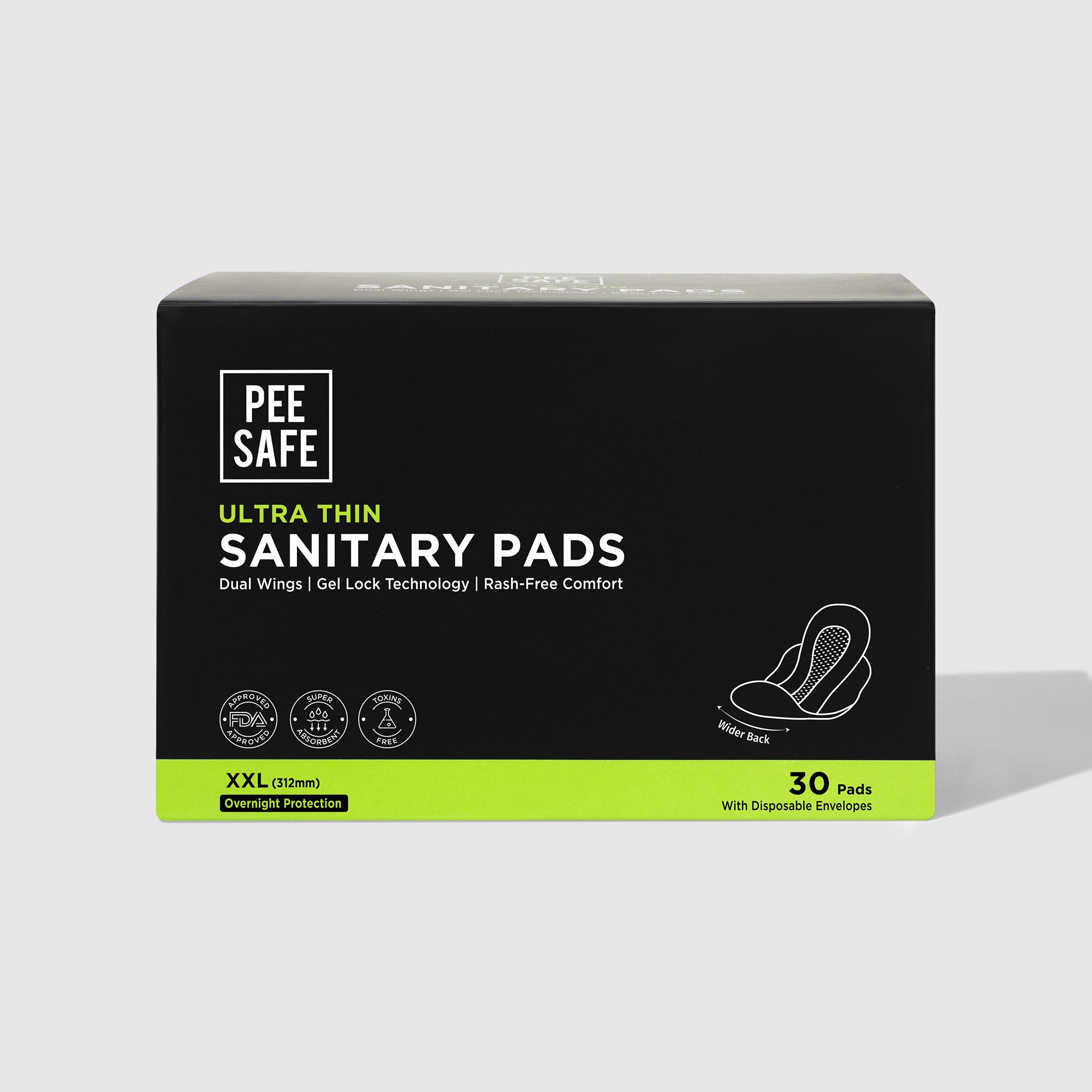 Pee Safe Ultra Thin Sanitary Pads - XXL (30 Pads)