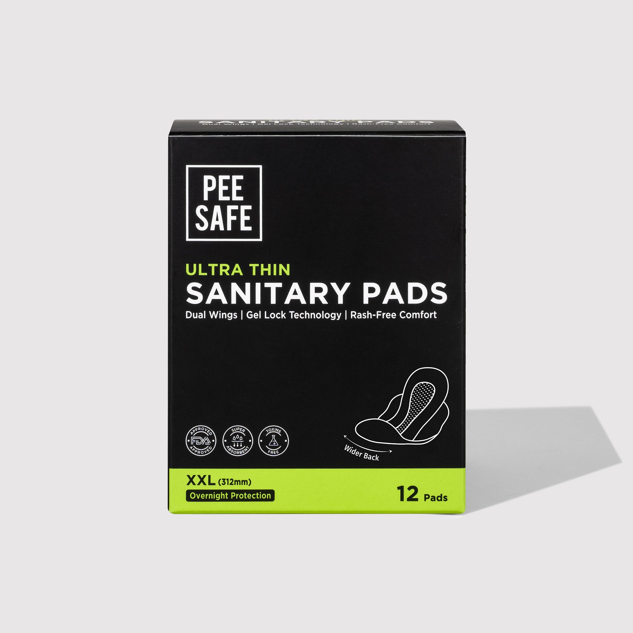 Pee Safe Ultra Thin Sanitary Pads - XXL (12 Pads)